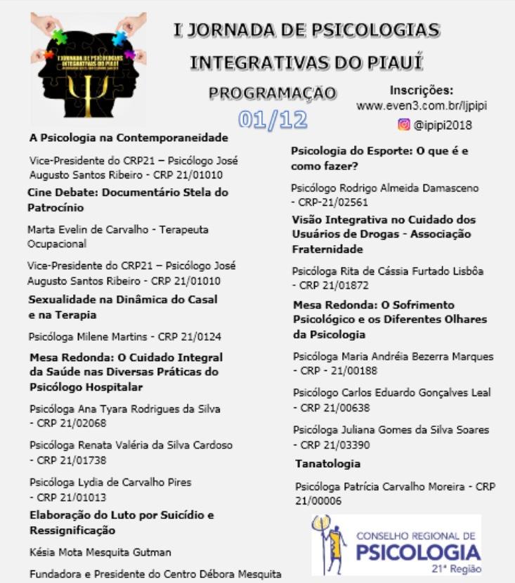 Piauí recebe Jornada de Psicologias Integrativas