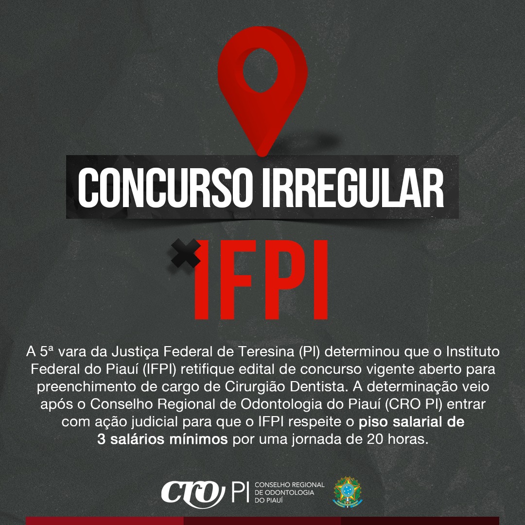 Justiça determina que IFPI retifique edital de concurso após ação do CRO PI